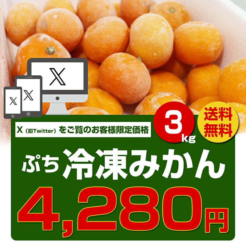 ★冬柑　まとめ買い 旬柑氷結・ぷち冷凍みかん3kg（48～77個）【X(Twitter)特別企画